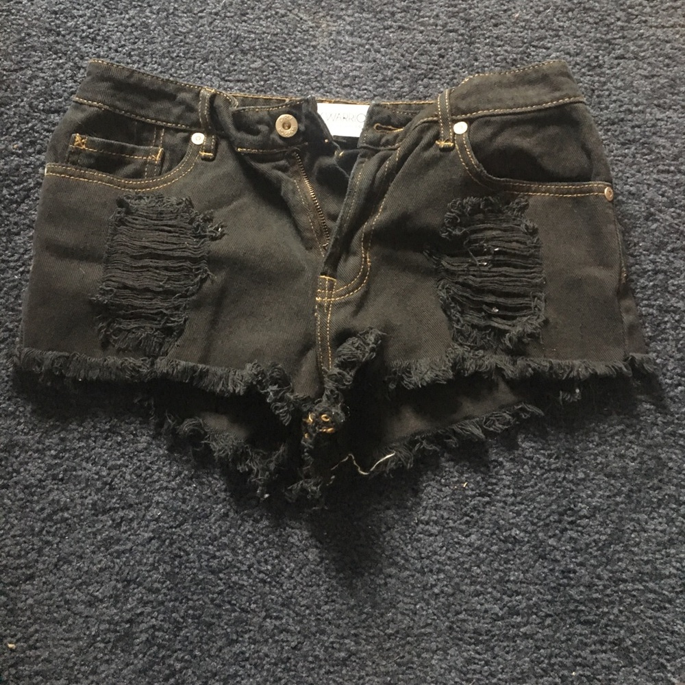 Black ripped jean shorts