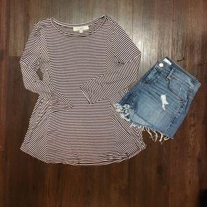 LOFT Tops - Striped swing tee LOFT Tops - Striped swing tee