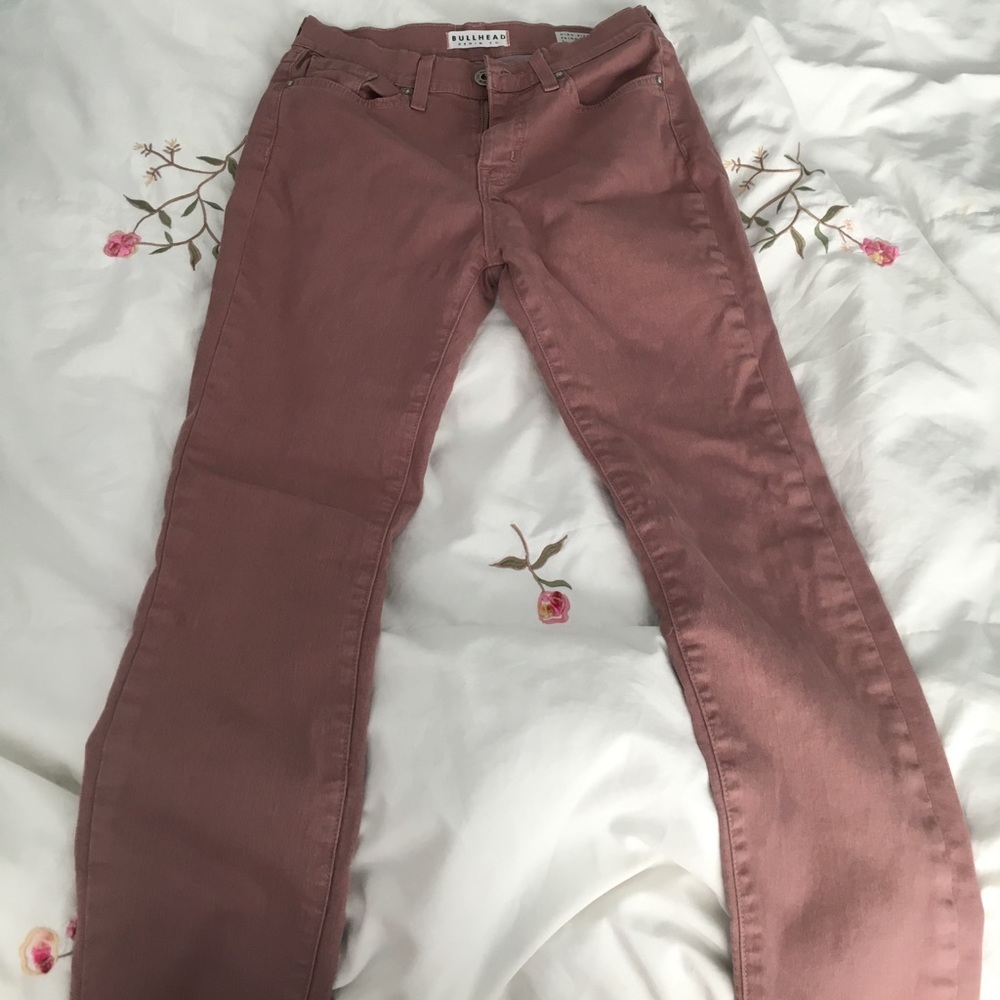 Salmon pink high rise skinnies