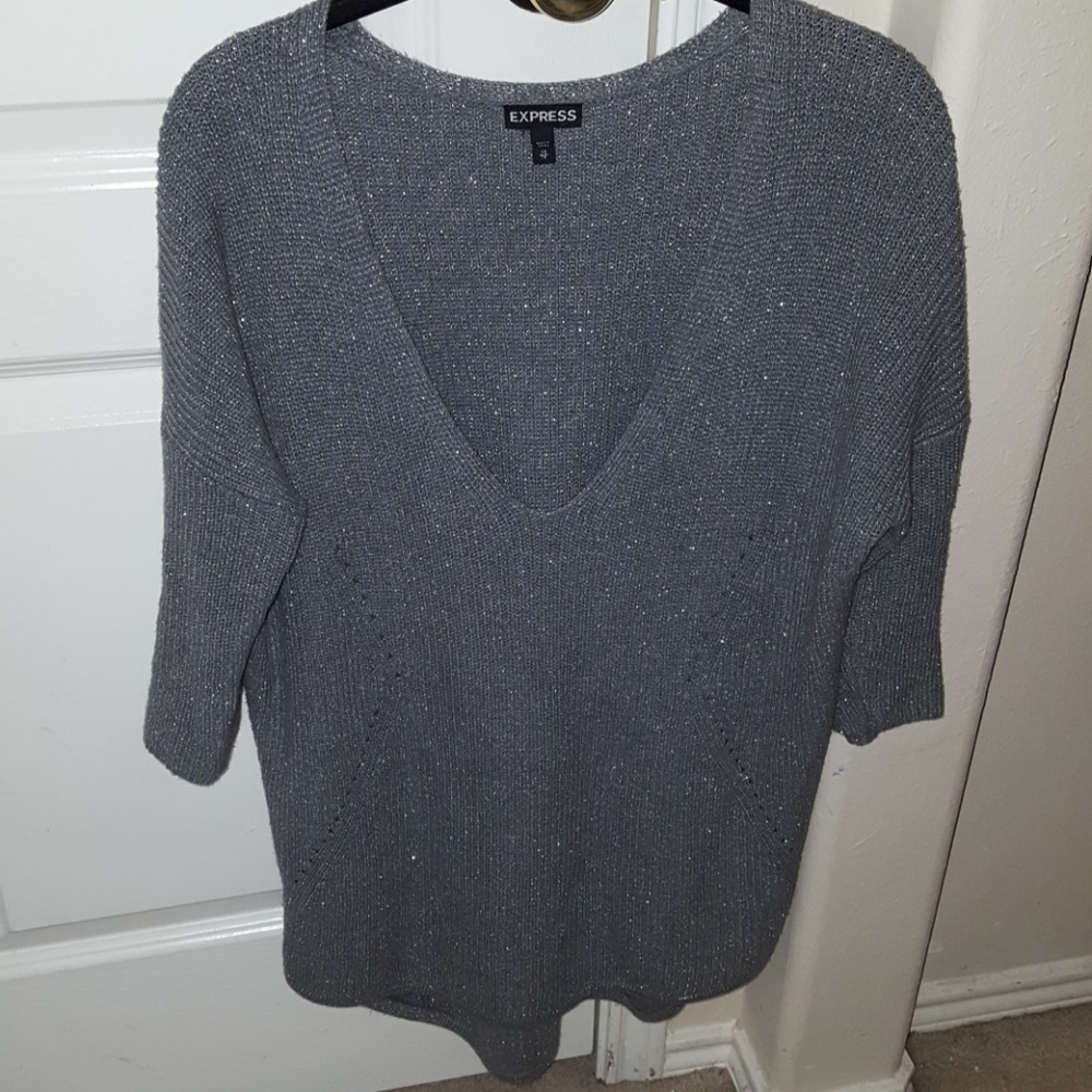 Express gray three quarter length sweater