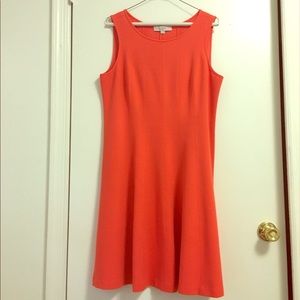 Orange fit and flare sleeveless dress