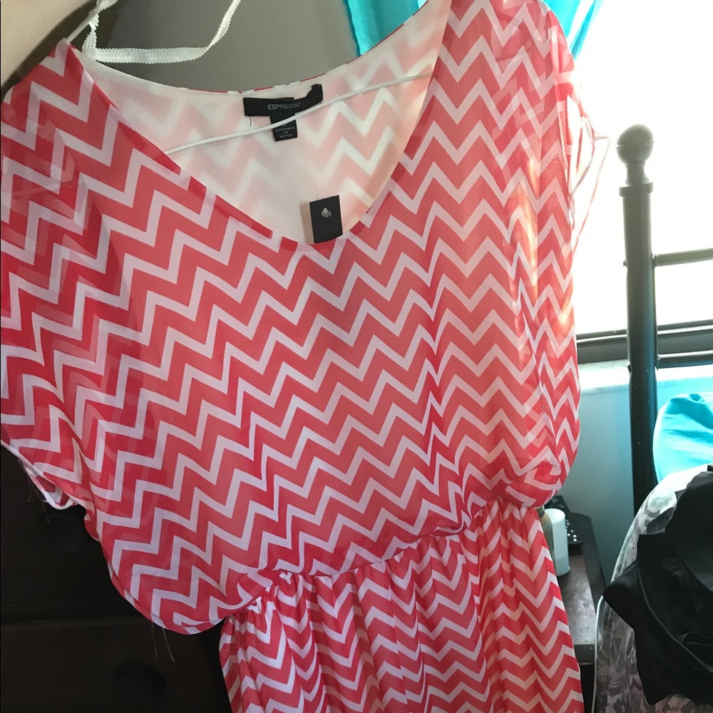 Pink and White Chevron Dress. Brand New with tags!