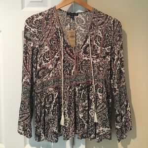 American Eagle Outfitters Boho tassel top XS NWT