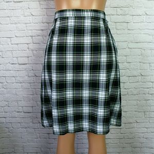 green plaid school skirt