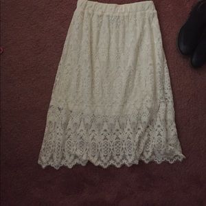 Cream colored and Lacey h&m midi skirt