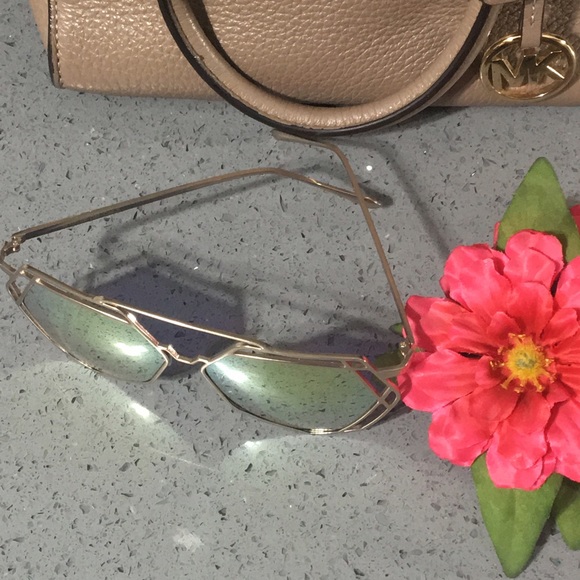 "Rosita" Rose Gold Double Diamond Geo Hex Aviators - Picture 4 of 4