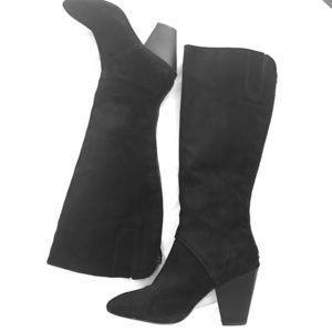 Nine West Suede Tall Boot, Black Size 11