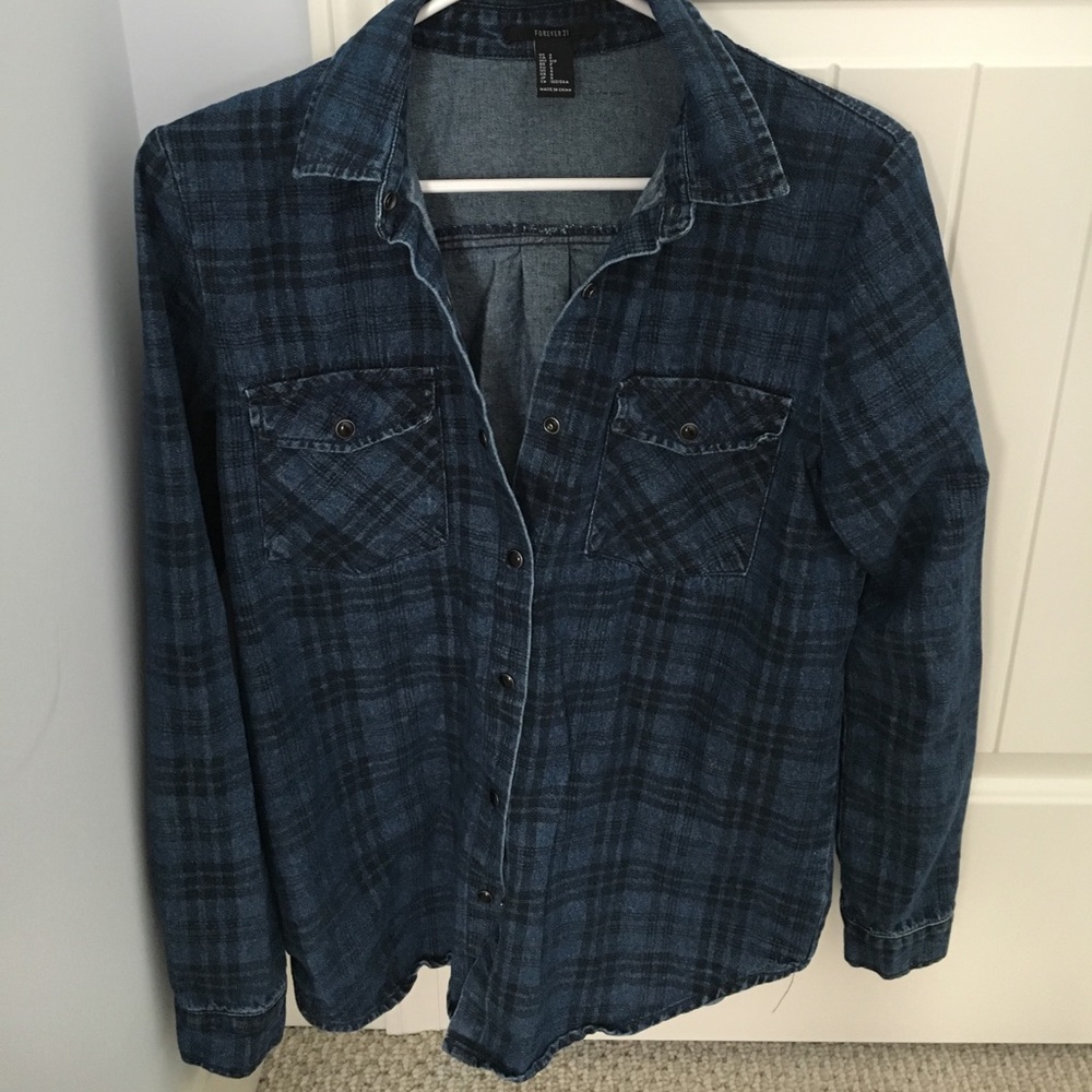 Denim long sleeve flannel