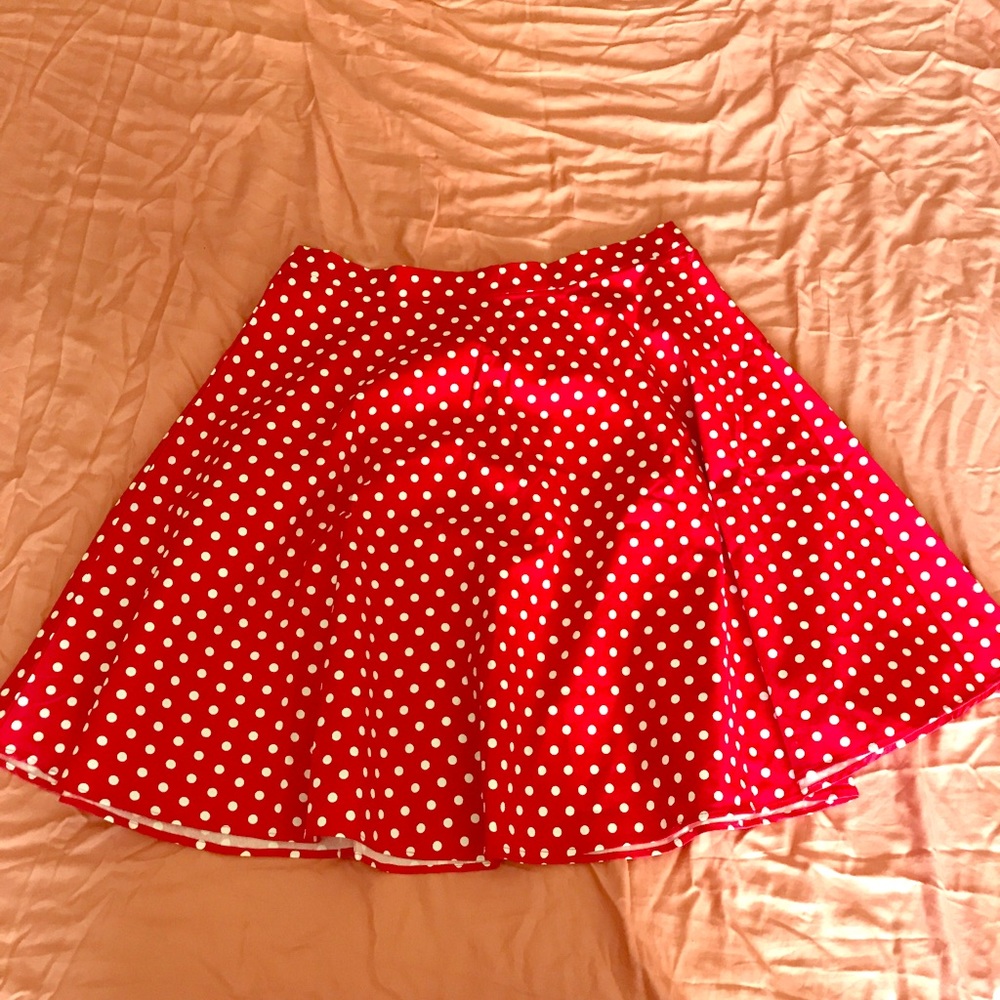 Red polka dot skirt