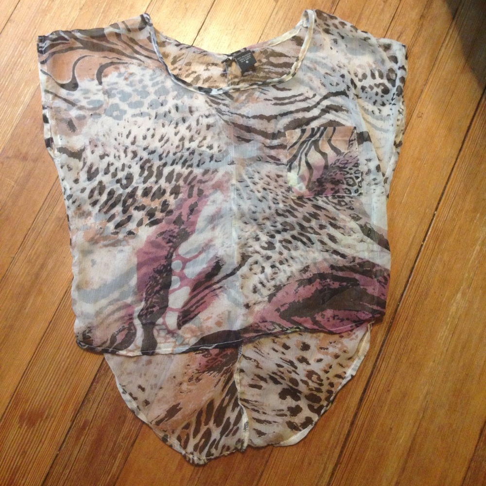 Small sheer blouse animal print