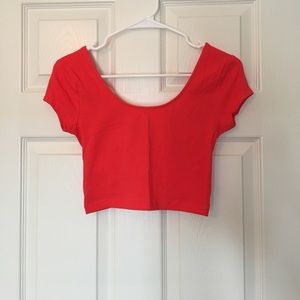 Plain Red Crop Top with cross-back