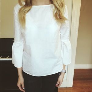 White & Pink Striped Madewell Top