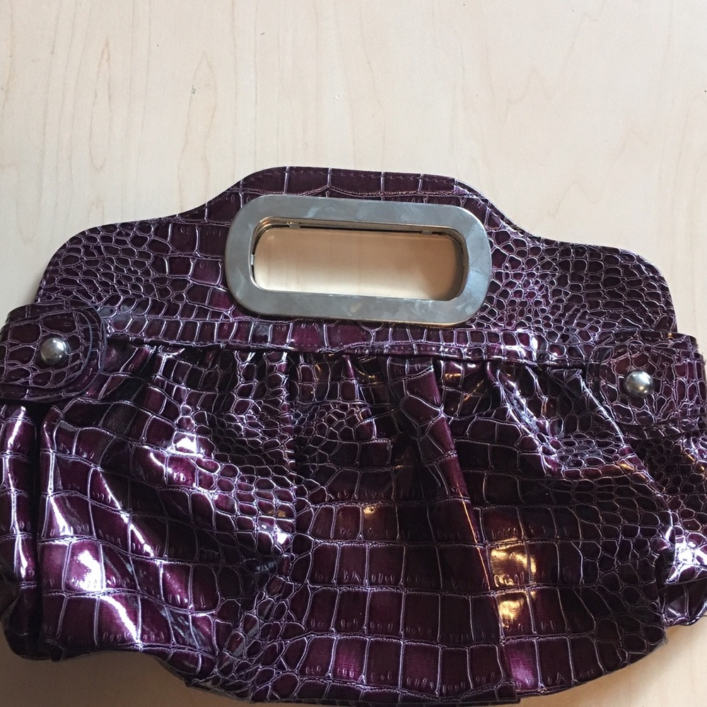 Purple Faux Snakeskin Clutch