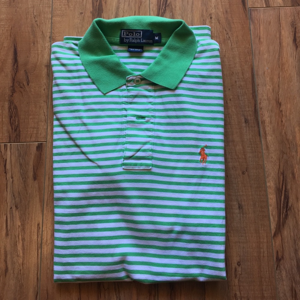 Men's Polo by Ralph Lauren Green Striped Polo
