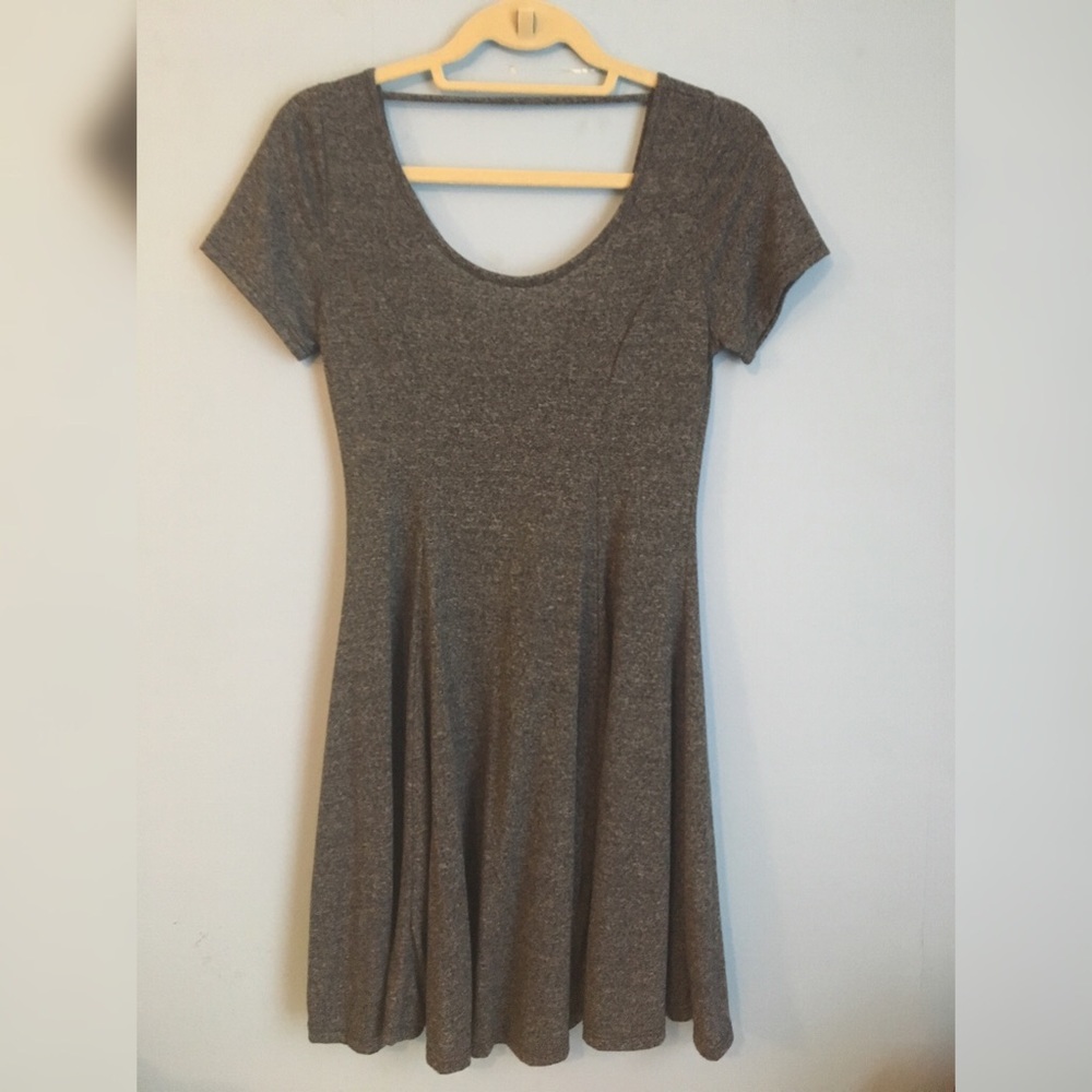 Gray Scoop Neck Skater Dress