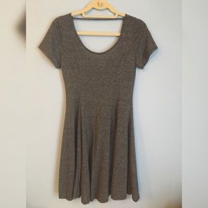 Gray Scoop Neck Skater Dress