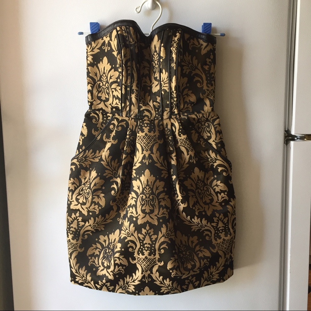 SOLD Brocade gold cocktail party dress size 2