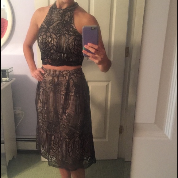 Francesca's two piece lace black and nude set - Picture 6 of 7