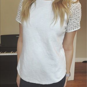 J.Crew White Top with Eyelet Sleeves