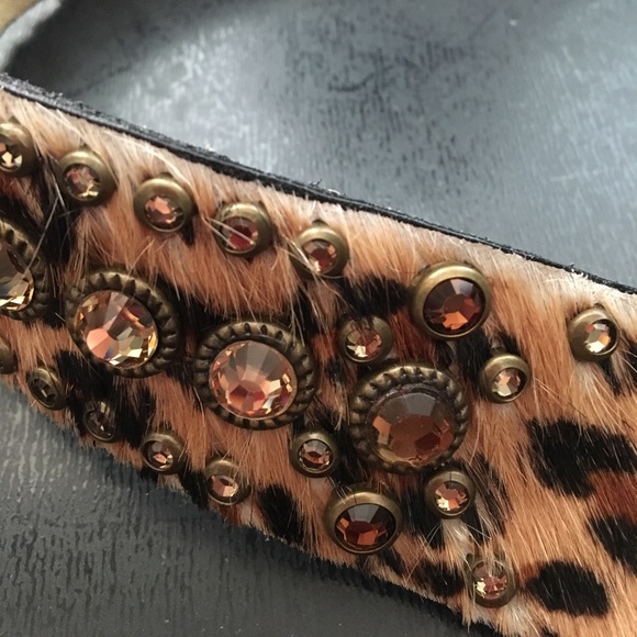 Leather western crystal belt
