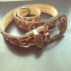 Leather western crystal belt