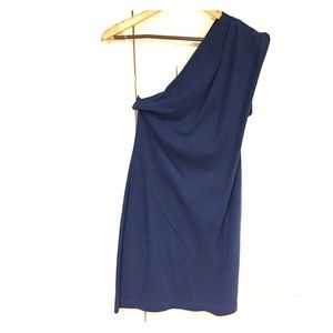 American Apparel one shoulder dark blue mini dress