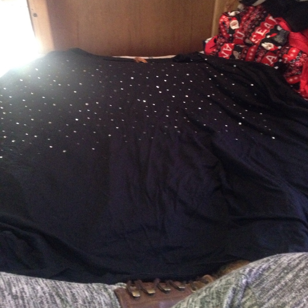 Black stretchy shirt  bejeweled