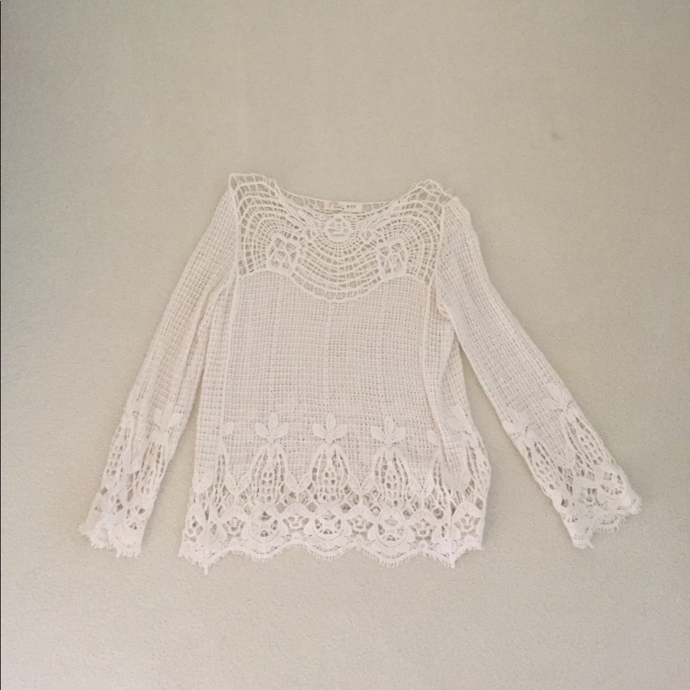 Cream Sheer crocheted shirt