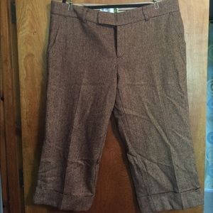 Cuffed cropped lined wool capris