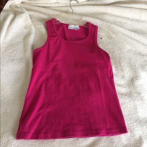 Hot pink tank top.