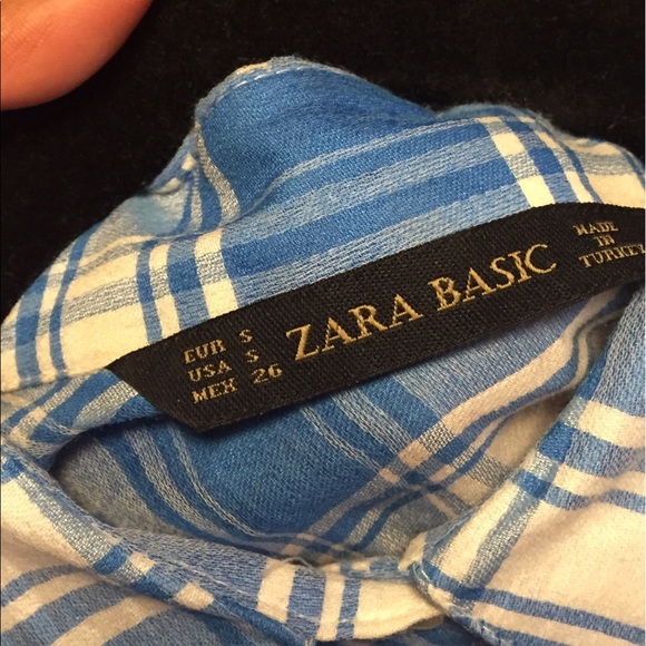 S Zara Light Blue and White Checkered Shirt - Picture 2 of 4