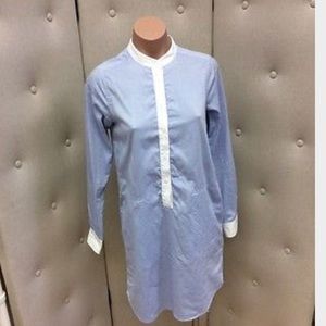 Michael Kors light blue shirt dress w/ white trim