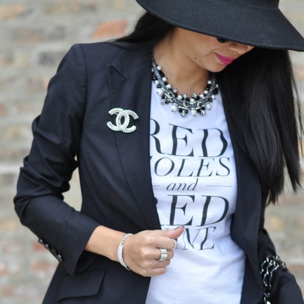 Red soles and red wine tee!