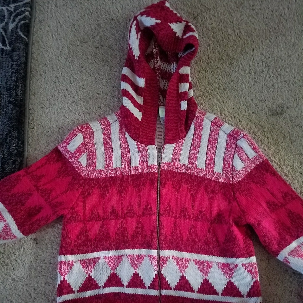 Adidas pink print hooded sweater, M.
