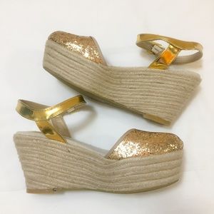 New Gold Sequin Espadrilles