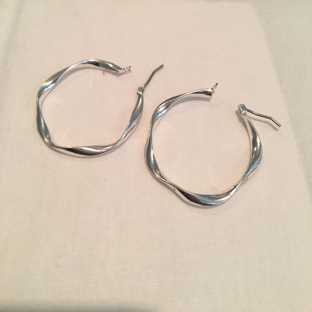 Sterling silver twisted hoops