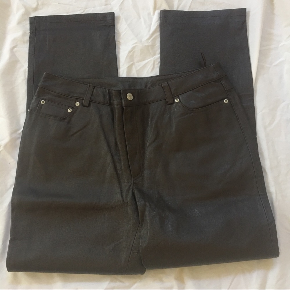 100% Leather Newport News Brown Pants