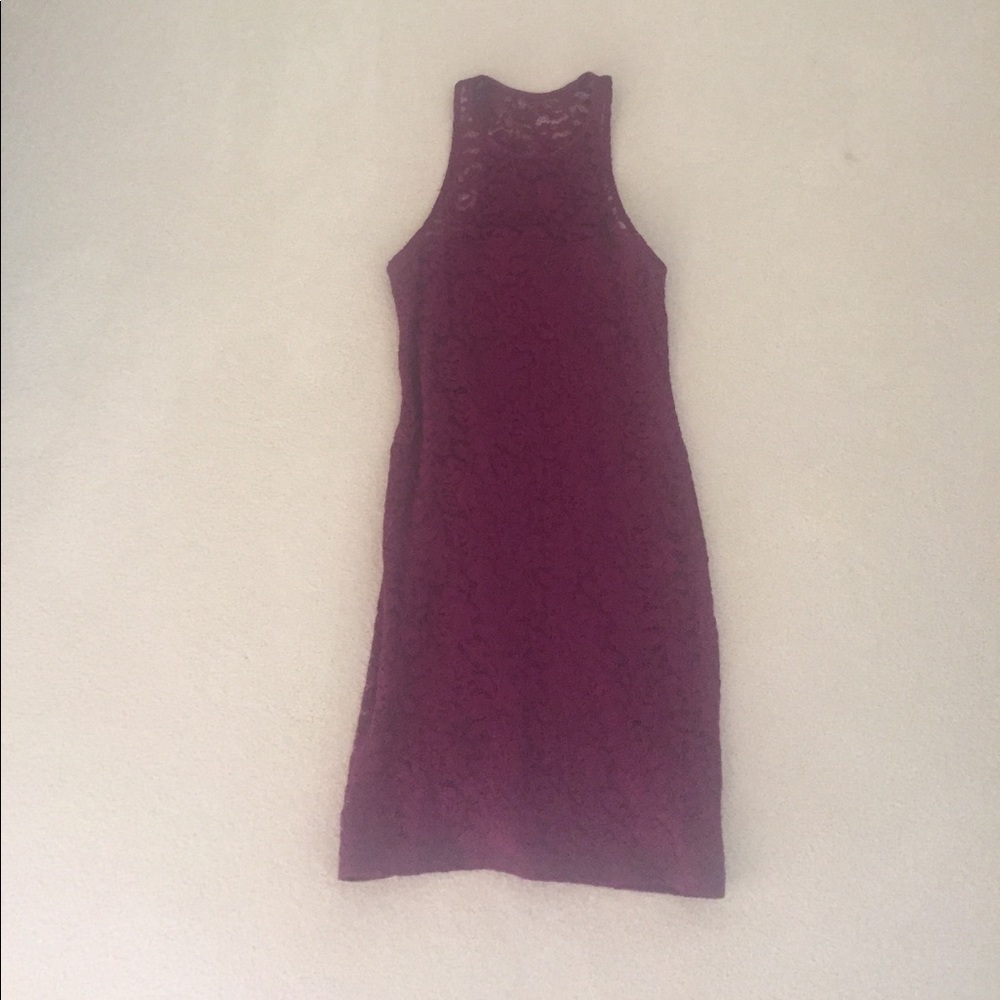 Cranberry lace body con dress