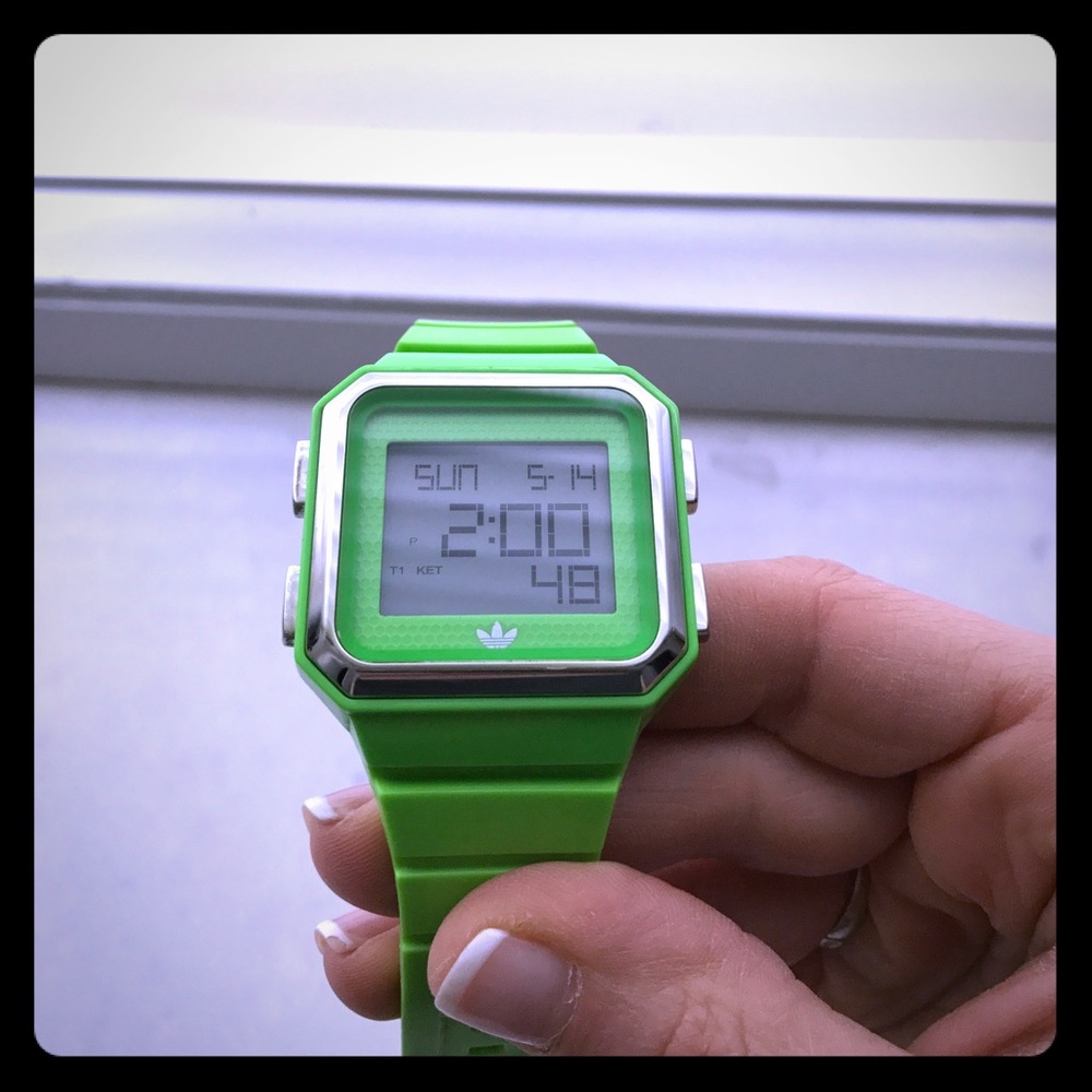 Lime Green Adidas Rubber Watch