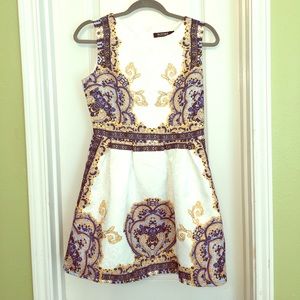 Printed Brocade Mini Dress