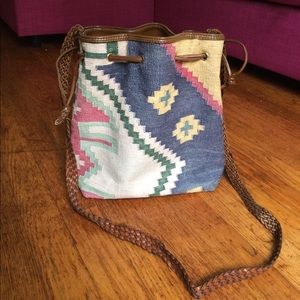 Aztec Print Bucket Bag Purse Festival Style Boho