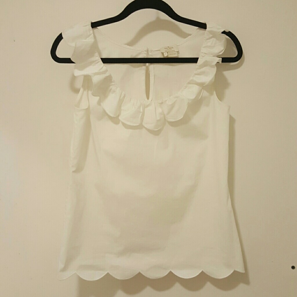 Kate spade white scalloped ruffle tank