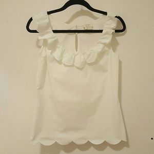 Kate spade white scalloped ruffle tank