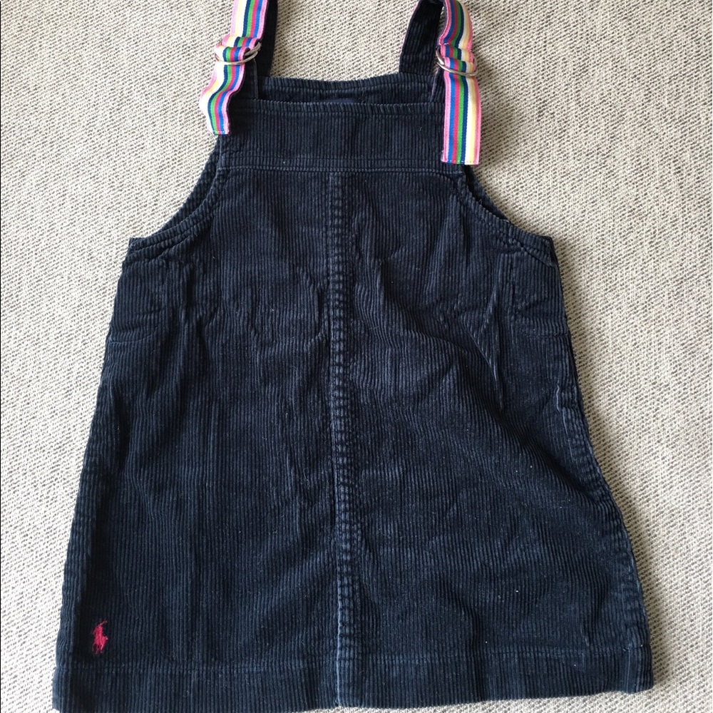Navy blue corduroy dress multicolor straps