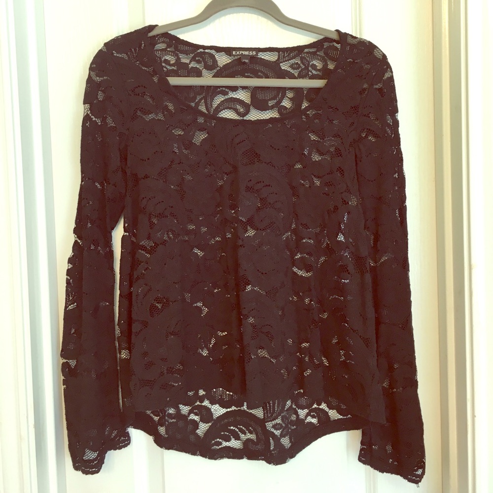Black Long Sleeve Express Lace Top 😍