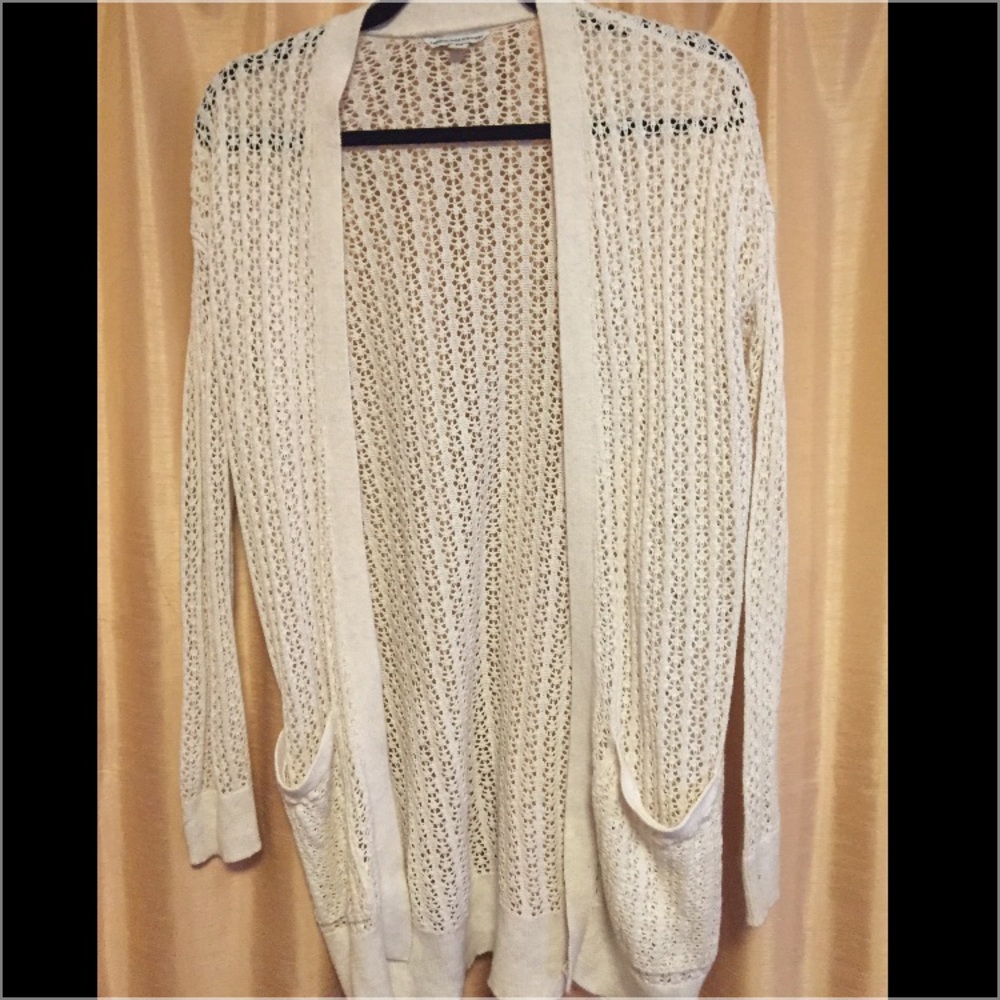 S AE Cream Crochet Cardigan
