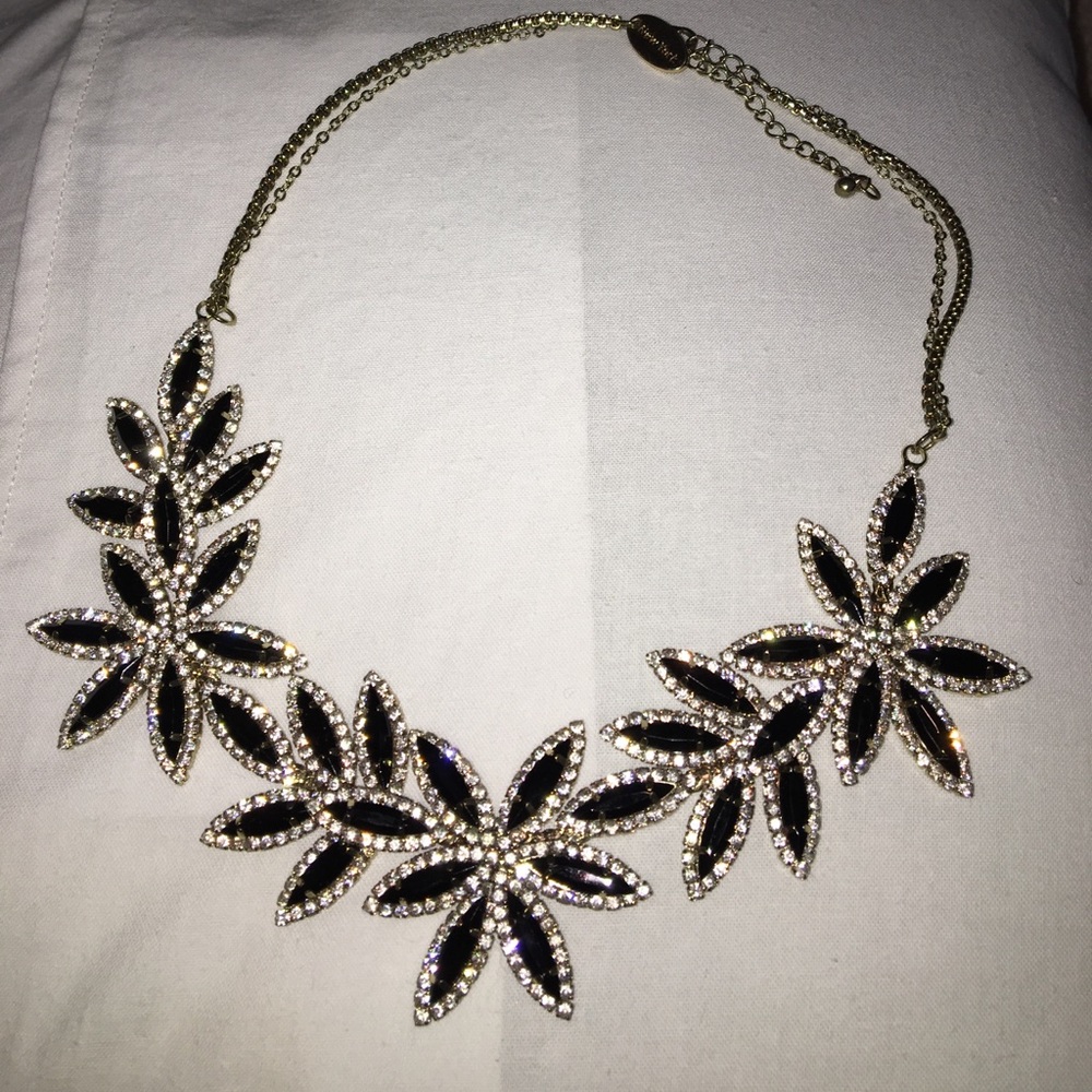 Black flower statement necklace