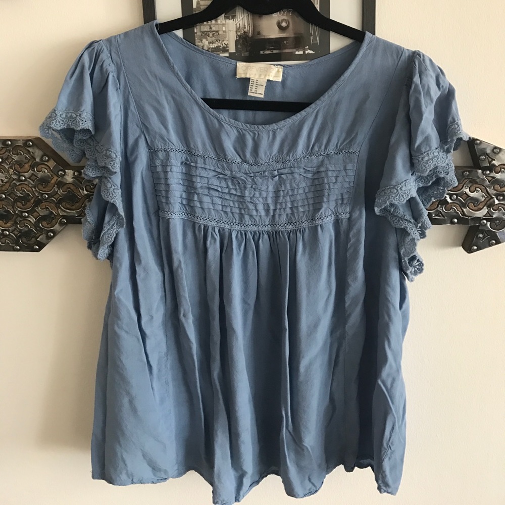 Pale Blue Boho Top