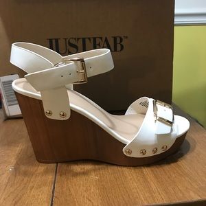 Cute white wedge platform sandals