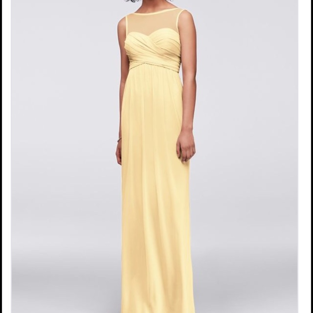 Canary Long Mesh Dress with Illusion Neckline